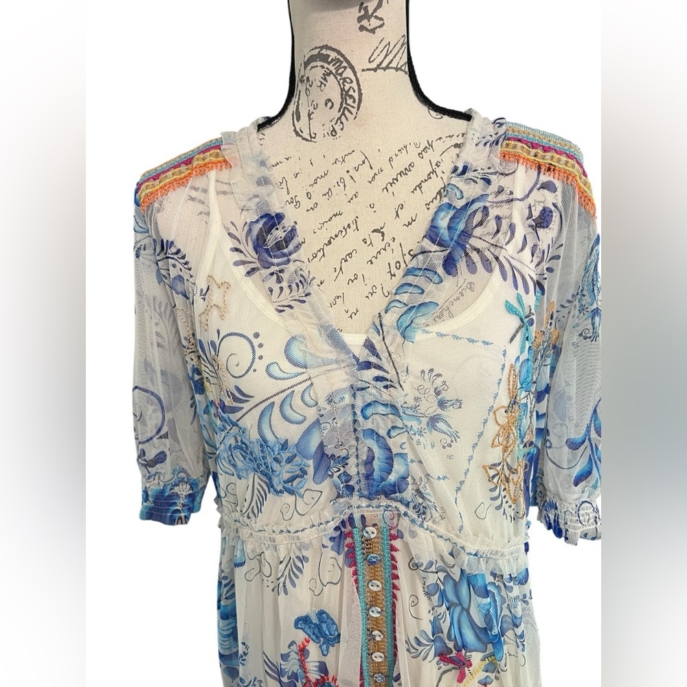 Johnny Was MAZZY RUCHED DRESS, size large, new without tags - Picture 2 of 6